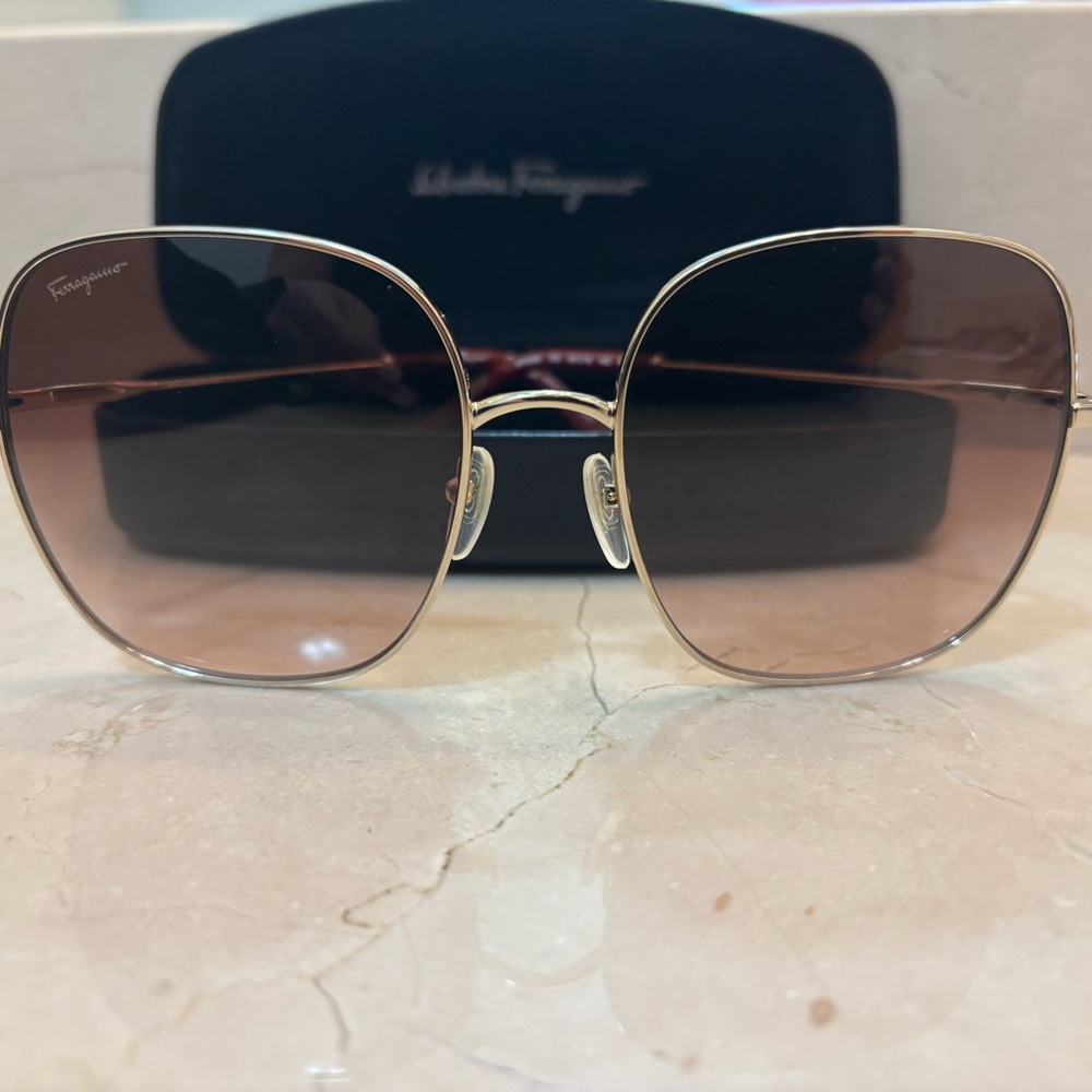 Salvatore Ferragamo Gold Oversized Sunglasses